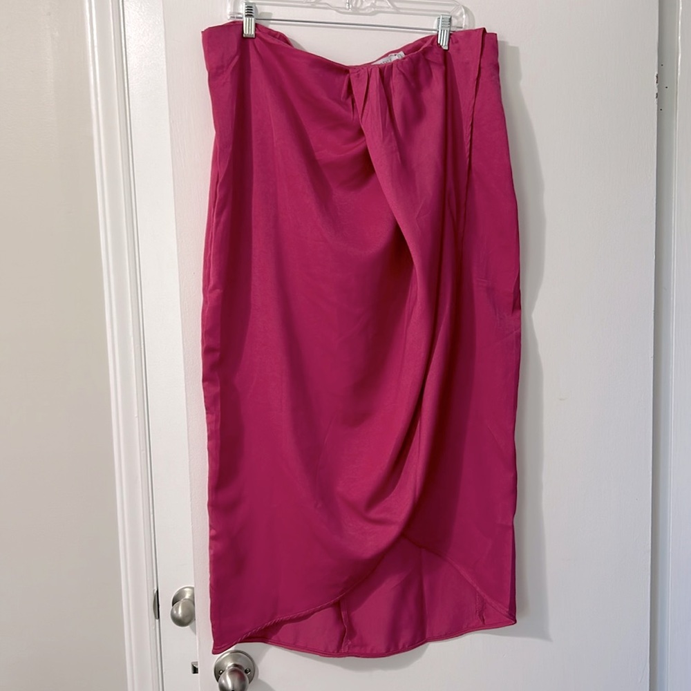 In The Style x Terrie McEvoy wrap midi skirt in pink